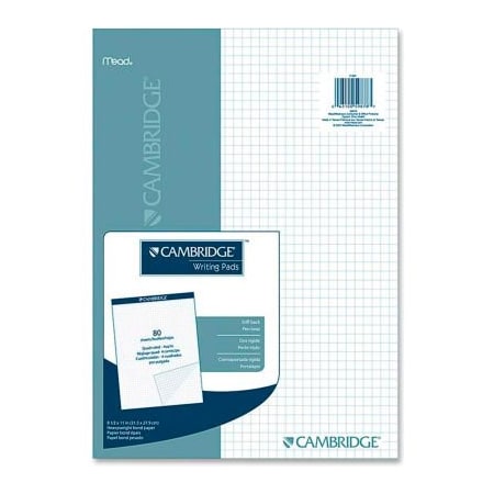 Mead Products Mead Cambridge Quad Writing Pad, 8-1/2" x 11", Quad Ruled, White, 80 Sheets/Pad 59878